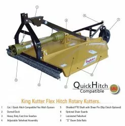 King Kutter 6' Flex Hitch Rotary Kutter with 40 HP Gearbox, Yellow - L-72-40-P-FH - Rotary Mower Parts -King Kutter Equipment Shop 21c5a4b66b655068bb75db478e33f0dcc3447ff5 king kutter flex hitch 1